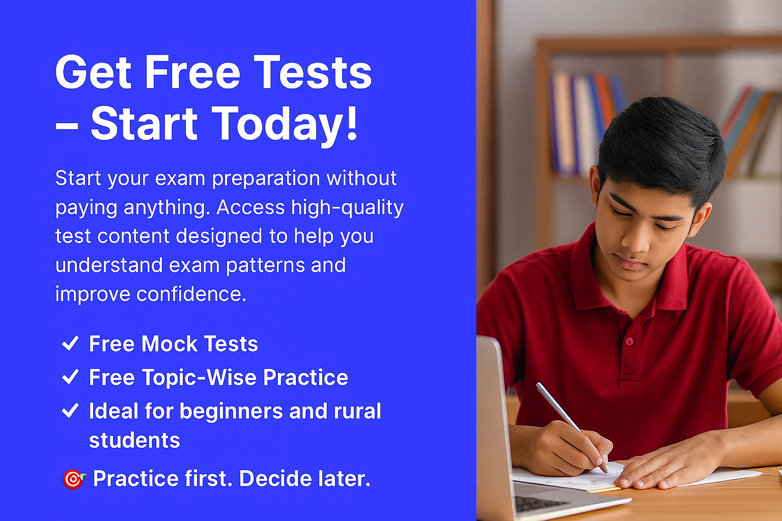 Start your exam preparation without paying anything. image
